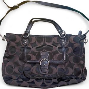 Vintage Authentic Y2K Coach Signature Sateen Tote – Style F25290 Black